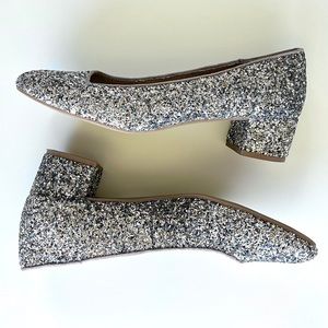 Old Navy Silver Glitter Sparkle Closed Toe Heels with Cushioned Insoles